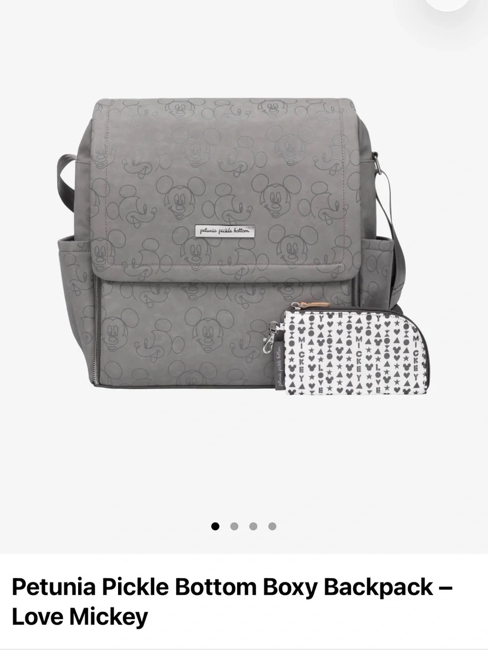Petunia Pickle Bottom Mickey Outline Diaper Bag in Sage Gray